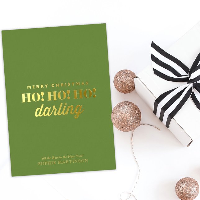 Stylish Ho! Ho! Ho! Darling Non-Photo  Foil Holiday Card (Creator Uploaded)