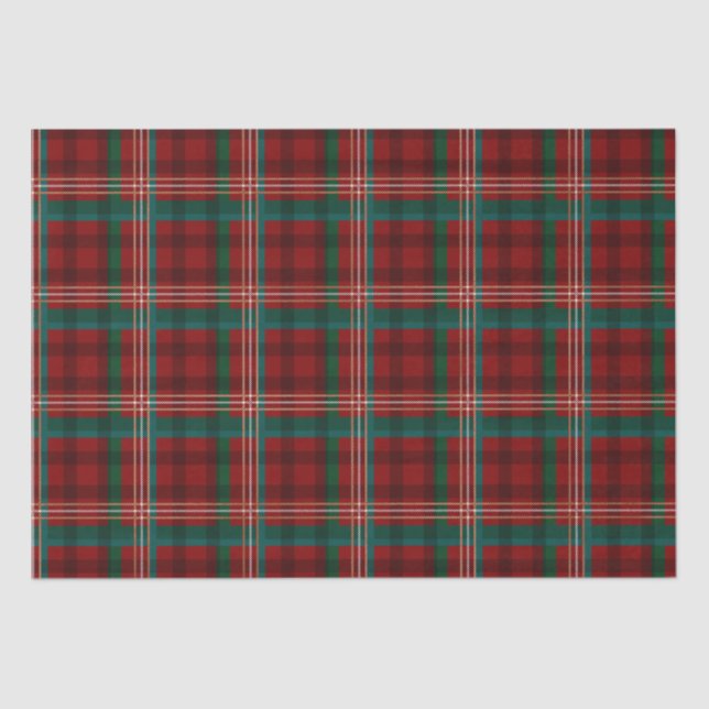 Stylish Holiday Red and Green Christmas Plaid Tissue Paper (Front)