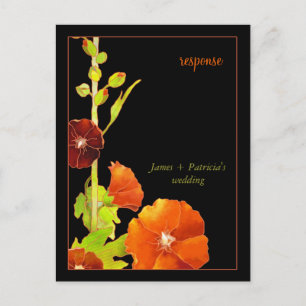 Stylish Hollyhock Floral Wedding RSVP Invitation Postcard