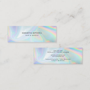 Stylish Holographic Beautician and Makeup Mini Business Card