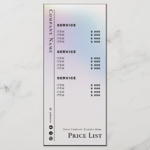 Stylish Holographic Beauty Service Price List Menu