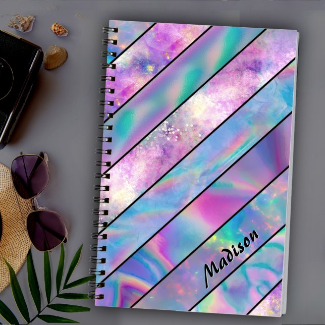 Stylish holographic chic blue pink notebook (Creator Uploaded)