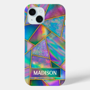 Stylish holographic chic faux gold  iPhone 15 case