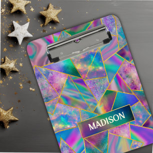 Stylish holographic chic faux gold  clipboard