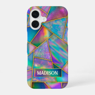 Stylish holographic chic faux gold iPhone 16 case