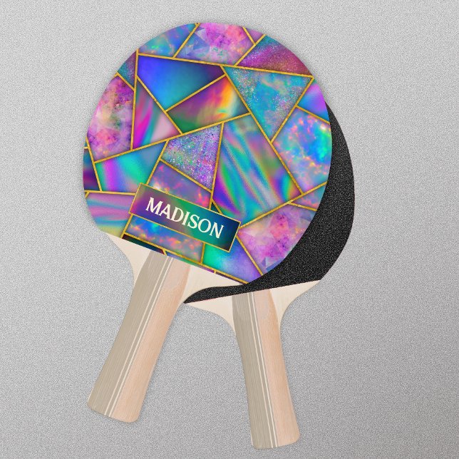 Stylish holographic chic faux gold ping pong paddle (Creator Uploaded)