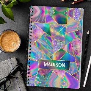 Stylish holographic chic faux gold sketchbook  notebook