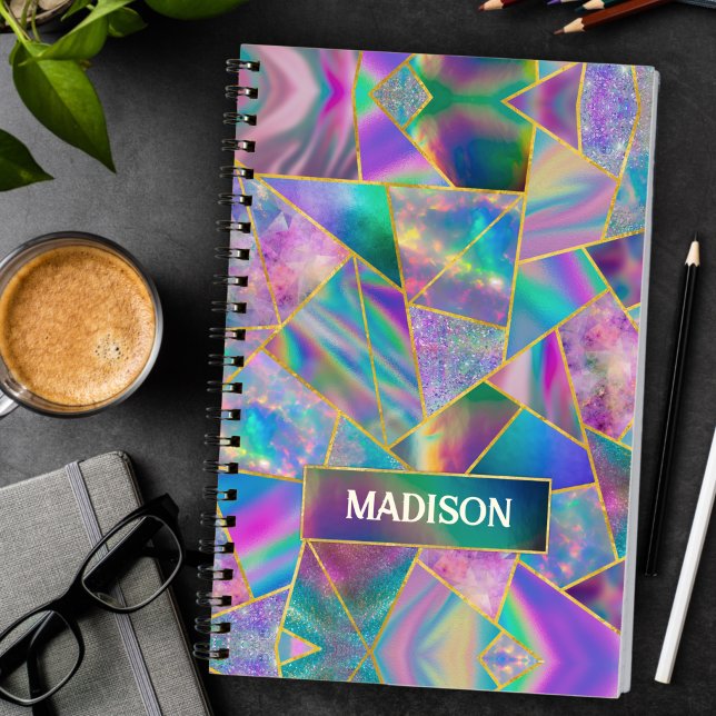 Stylish holographic chic faux gold sketchbook  notebook (Creator Uploaded)
