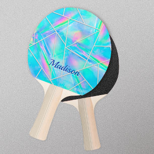 Stylish holographic elegant geometric ping pong paddle