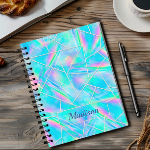 Stylish holographic elegant geometric sketchbook  notebook