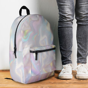 Stylish Holographic Pink Pearl Girly Printed Backpack