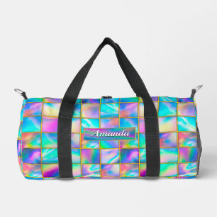 Stylish holographic trendy faux gold square  duffle bag