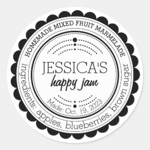 Stylish Homemade Black White Jam Circle Label