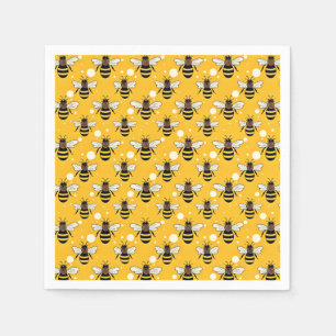 Stylish Honeybees Pattern Yellow Napkin