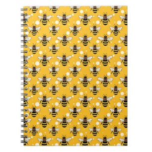 Stylish Honeybees Pattern Yellow Notebook