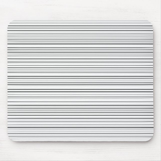 Stylish Horizontal Lines Design in Black and White Mouse Mat (Front)