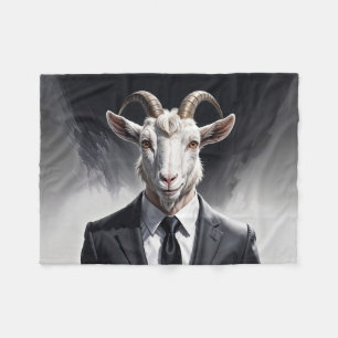Stylish horned figure in sharp formal attire art fleece blanket