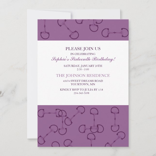 Stylish Horse Bits Birthday Party Invitation (Front)