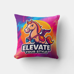 Stylish Horse On a Vibrant Artistic Background Cushion