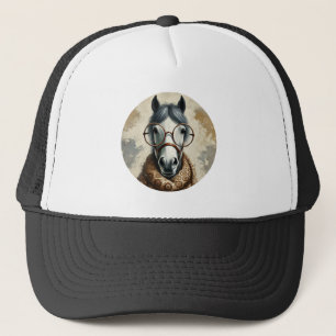 Stylish Horse with Glasses – Funny Vintage Art Trucker Hat