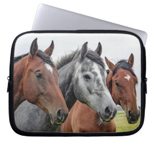 stylish horses photo background laptop sleeve