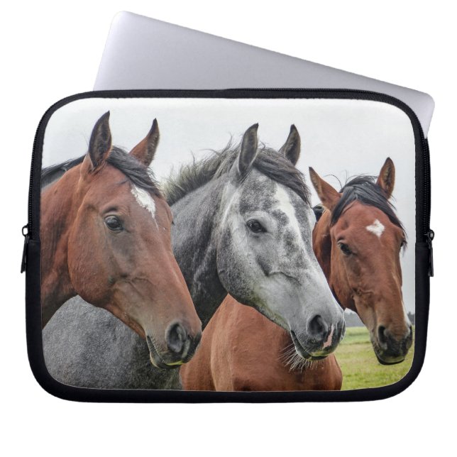 stylish horses photo background laptop sleeve (Front)