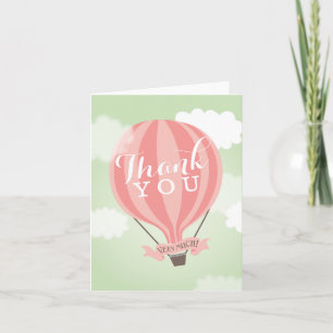 Stylish Hot Air Pink Balloon Thank You Note Card