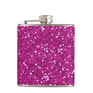 Stylish Hot Pink Glitter Hip Flask