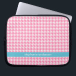 Stylish Hot Pink Houndstooth Pattern Laptop Sleeve<br><div class="desc">Customise this laptop sleeve with your name or text of your choice.
 Heartlocked</div>