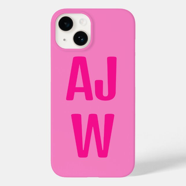 Stylish Hot Pink Monogram Case-Mate iPhone Case (Back)