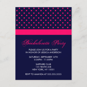 Stylish Hot Pink Polka Dots Pattern Invitation
