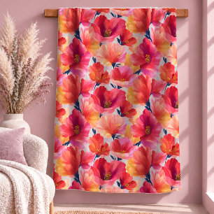 Stylish Hot Pink Watercolor Flowers Baby Shower Gi Sherpa Blanket