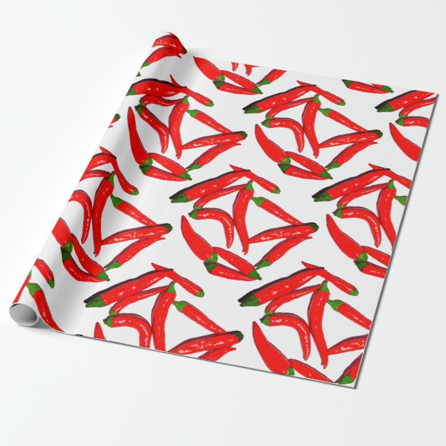 Stylish Hot Red Green Chilli Pepper Wrapping Paper (Unrolled)