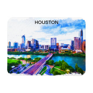 Stylish Houston Texas Panorama View Magnet