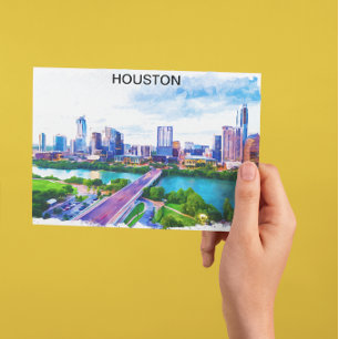 Stylish Houston Texas Panorama View Postcard