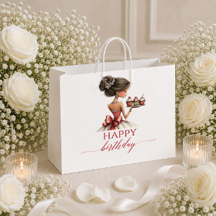Stylish Humour Woman Deep Red Script Birthday gift Large Gift Bag