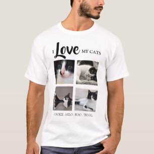 Stylish I Love My Cat Photo T-Shirt