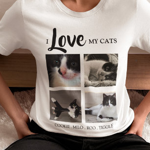 Stylish I Love My Cat Photo T-Shirt