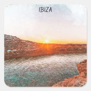 Stylish Ibiza Spain Sunset Square Sticker