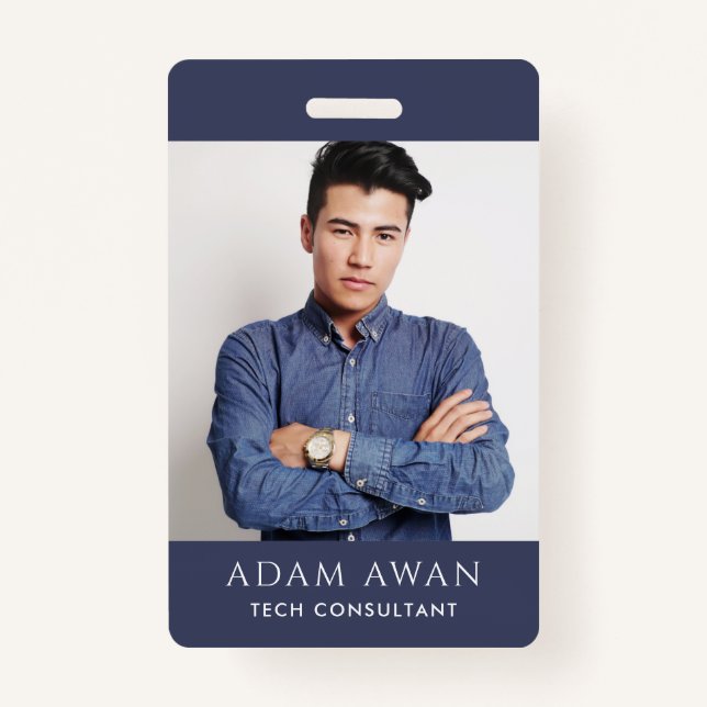 Stylish ID Card Modern Minimalist Photo Logo ID Badge (Front)