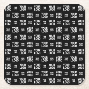 Stylish Image, Design or Business Logo Pattern  Square Paper Coaster