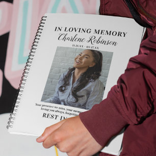 Stylish In Loving Memory   Photo Memorial Guest Notebook