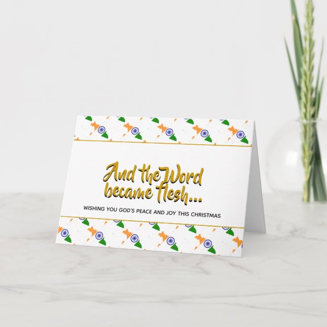 Stylish INDIA Word Became Flesh CHRISTMAS Holiday Card (Front)