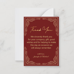 stylish indian gold red  thank you wedding   card