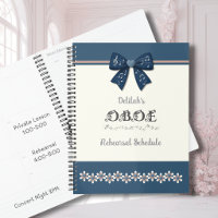 Stylish Indigo Floral Coquette Bow Oboe Music