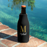 Stylish Initial Template Modern Gold Monogram  Bottle Cooler<br><div class="desc">Elegant Modern Gold Monogram Initial Black Simple Template Kitchen & Dining / Storage & Carriers / Can Coolers / Bottle Cooler.</div>