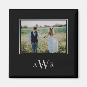 Stylish Initials Editable Colour Photo Magnet