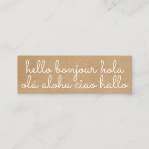 Stylish International Hello Rustic Kraft Mini Business Card