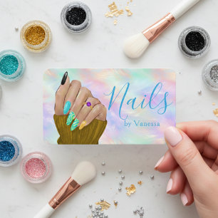Stylish Iridescent Opal Nail Art Manicurist Artist Business Card