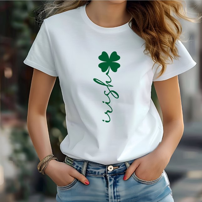 Stylish Irish Four-Leaf Clover T-Shirt (Celebrate St. Patrick's Day in this stylish tee!)